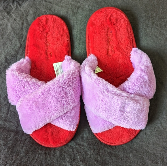 Kip&Co fluffy red & pink slippers, size 37/38 - Picture 4 of 6
